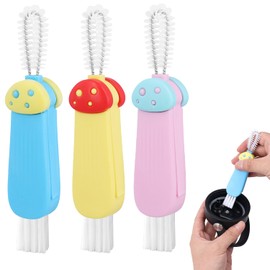 3pcs 3-in-1 Cup Lid Cleaning Brush, Multifunctional Cup Lid Gap Cleaning Brush Cup Lid Cleaner Tight Spaces Bottle Crevice Cleaning Brush for Home Kitchen Cleaning Tools (Mixed Colors)