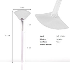 Soft 'N Style Taklon Fan Mask Brush Acid Applicator for Glycolic Peel/Masques (2, white)