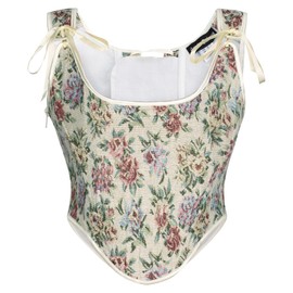 Scarlet Darkness Corset Tops for Women Renaissance Vintage Lace Trim Bodyshaper Corset Pink Floral Size 14