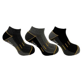 JCB - Cotton Trainer Socks Men - 3 Pack - Black/Grey - UK 6-8.5 EUR 39-43/UK 9-12 EUR 44-47 - Active Men's Trainer Liners