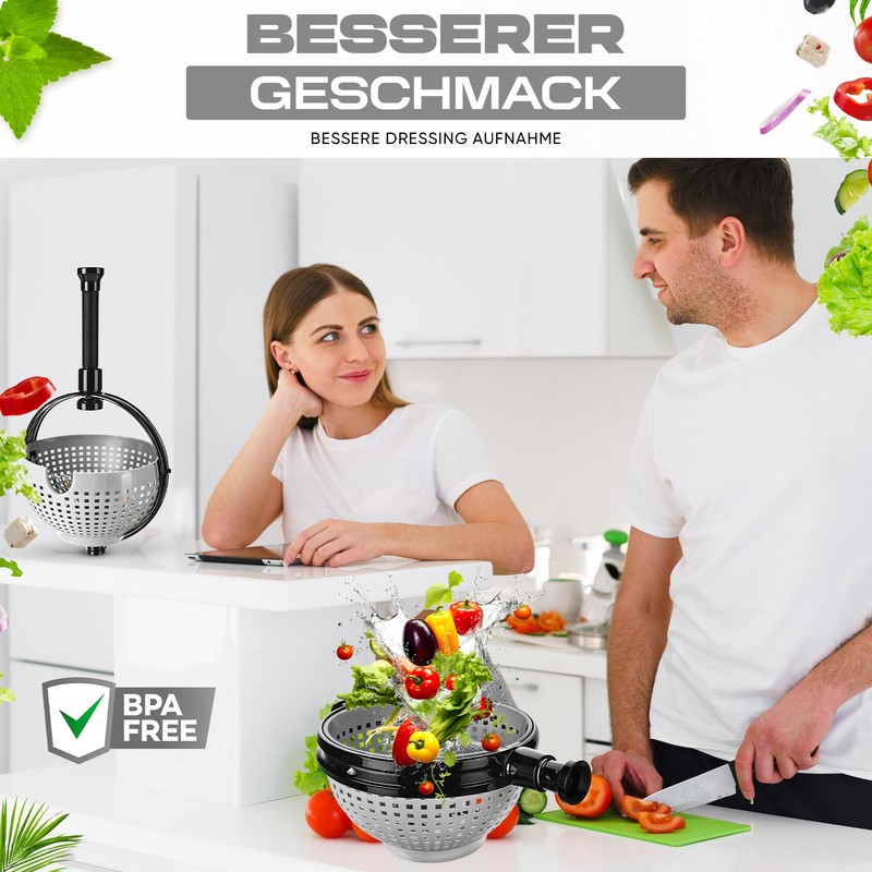 WoonFux® Salad Spinner with Practical Folding Handle - Salad Spinner