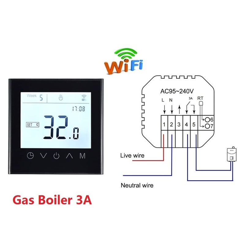 MincoHome Programmable WiFi Thermostat Touch Screen Tuya Smart Temperature Controller