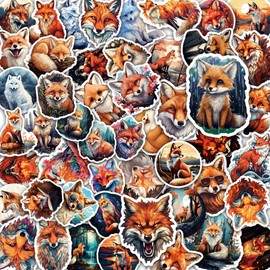100 Pack Fox Stickers (Large Size), Fox Graphic Decal Sticker for Laptop, Phone, Car, Water Bottle, Stickers for Fox Lovers