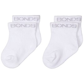 Bonds Baby Classic Bootee Socks - 2 Pack, White (2 Pack), 000 (0-3 Months)