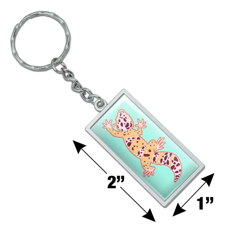 GRAPHICS & MORE Rectangle Leopard Gecko Keychain in Chrome Plated