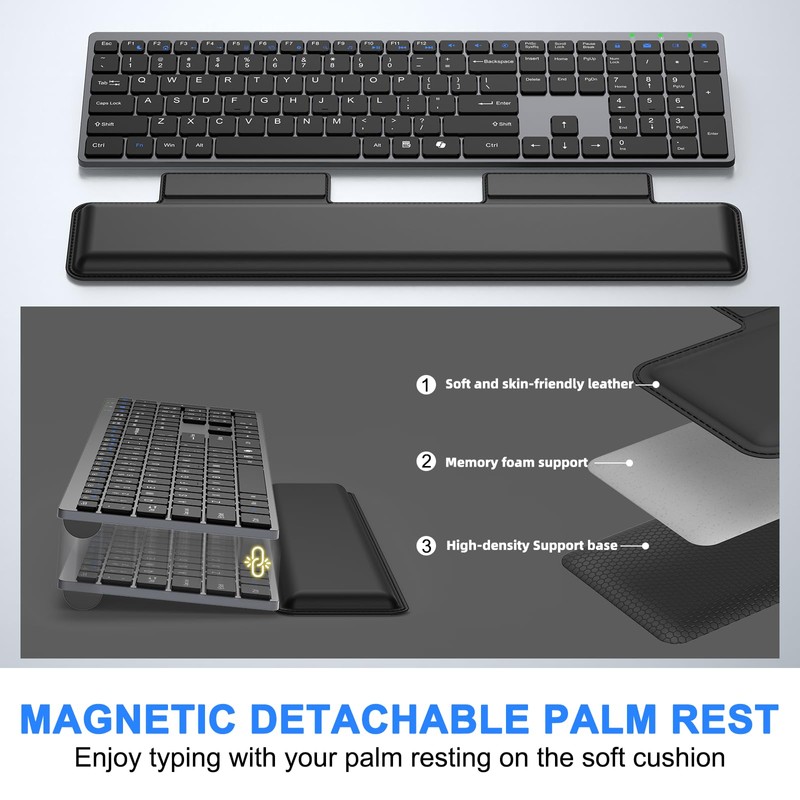 Wireless Keyboard and Mouse Combo, Full Size Silent Ultra Thin