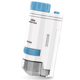 Mini Labster Microscope for Kids 60-200x Handheld Pocket Microscope Electric Mini Microscope with Light Portable High Definition Children's Microscope for Students Microbiological Observation Learning