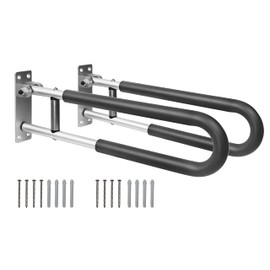 PEPE Mobility - Padded Folding Grab Bars for Toilet (x2 Units, 23"), Seniors, Flip Up, Bathroom Rail, Wall Mounted