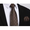 HISDERN Brown Ties for Men Plaid Checkered Tie and Pocket