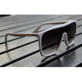 Large Men Sunglasses Vintage Retro 70s Squared Frame Flat Top Shield Glasses (White, 59)