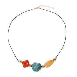 SHOWERORO Unique Resin Necklace for Women Geometric Pattern Simple Design Long Necklace Fashion Jewelry