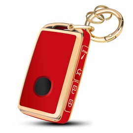 FT FUNTOR for Mazda Key Fob Cover,4 Buttons TPU Key Cover with Golden Edge,Compatible with Mazda 3/6/3 Hatchback/CX-5/CX-6/CX-9/CX30/CX-50/CX-70/CX-90 (B-Red)