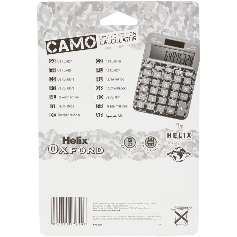 Helix Oxford Camo Basic Calculator - Green