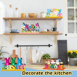 5Pcs Easter Table Decorations, Easter Table Centerpiece, Happy Easter Bunny Table Centerpieces, Easter Spring Centerpieces Table Decorations, Colorful Easter Bunny Egg GnomeTruck Table Decoration