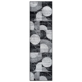 Rugshop Modern Geometric Design High Traffic Living Room,Bedroom,Kitchen, Home Office Runner Rug 2' x 7' Black
