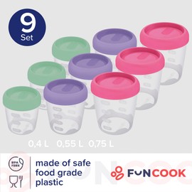 PROFUN Twist Small Food Storage Containers with Screw Lid Snack, Meal Prep Boxes, Freezer Containers, Food Containers, Baby Food Storage, Set of 9