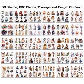 Knaid People Scrapbook Sticker Set (30 Sheets, 236 Assorted Pieces) - Journaling Scrapbooking Stickers Planner Sticker Dolls with Diverse Girls & Women for Junk Journal Supplies Laptops Water Bottles