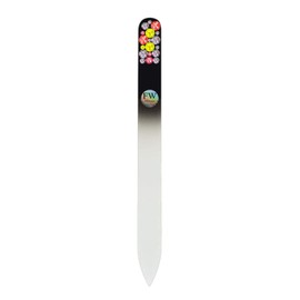 Black Glass Nail File Decorated Bohemians Crystals Collection#26 - Original Czech Product (orange)