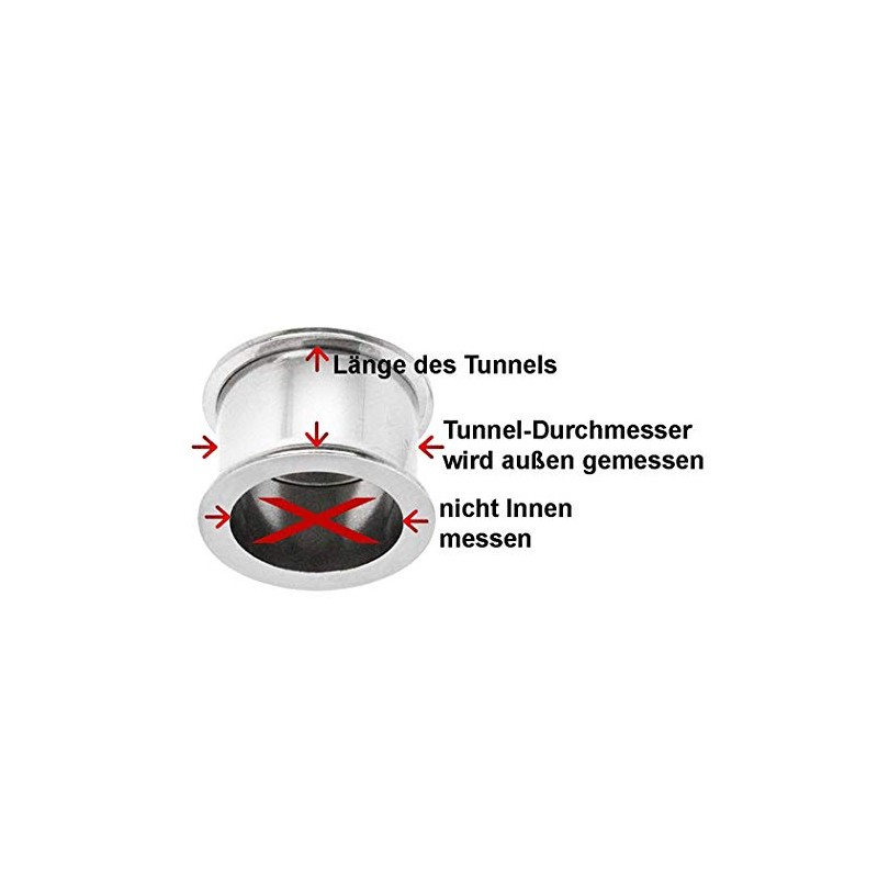 2-in-1 Set Ear Piercing Acryl, Flesh Tunnels and Stretcher, Black,