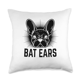 Bat Ears Dog Breed Rescue Pet Paws French Bulldog Throw Pillow