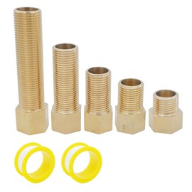 5PCS Extension Brass Pipe Fitting, 1/2" Female to 1/2" Male Pipe Hex Bushing Adapter Converter Adapter with Sealing Tape, 30 mm/40 mm/50 mm/70 mm/100 mm