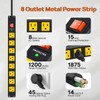 ANNQUAN Metal 8 Outlet Mountable Power Strip with 1200J Surge