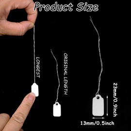 Price Tags with String Attached Labeling, 500 Pieces White Marking Tag Small Paper Price Labels Clothing Hanging Stickers Blank Strung Label Hang Tags for Pricing Jewelry Yard Sale Retail 1*0.5 Inch