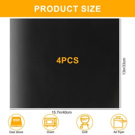 BBQ Grill Mat, Pack of 4 Grill Mats for Charcoal Grill, Non-Stick Grill Mat for Gas Grill, Reusable Baking Mats, Grill Plate, Heat Resistant for Charcoal Gas Grill, Oven, 40 x 33 cm