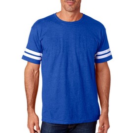 LAT Adult Unisex Fine Jersey Crew Neck Short Sleeve Football Tee (6937) Vintage Royal/Blended White, XL
