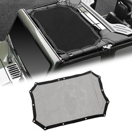 JK Sunshade Mesh Top Sun Shade Top for Jeep Wrangler Accessories Bikini Top Compatible with Jeep Wrangler, JK JKU 2007-2018 4 Door-Blocks UV Wind Noise Star (2/4Door-Non-Standardized)