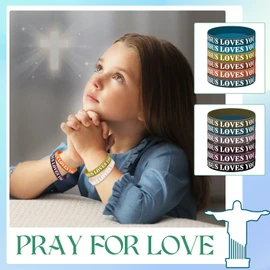 Lewtemi 100 Pcs Jesus Loves You Bracelet Bulk Silicone Christian Bracelet Colorful Rubber Wristbands Motivational Rubber Wristbands for Men Women Party Favors(Dark Color)