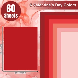 AnyDesign 60 Sheet 8.5 x 11 Inch Valentine Colored Card Stock Paper Thick Paper Cards Red Pink Scrapbook Paper For Prints DIY Arts Crafts Wedding Anniversary Party Supplies, 65lb