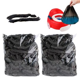 OULIGET Potty Chair Liners with Elastic, Portable Potty Training Bags, Potty Refill Liners Disposable for Toddlers Kids and Baby,Toilet Seat Cover,17x8Inches,Black,200pieces