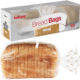 Bread Bags (100 Count) - Clear Plastic Bread Bags with Twist Ties for Sandwich, Loaf, Sourdough, Pastries, Muffins, and Baked Goods with Date Tab for Tracking Freshness, BPA Free