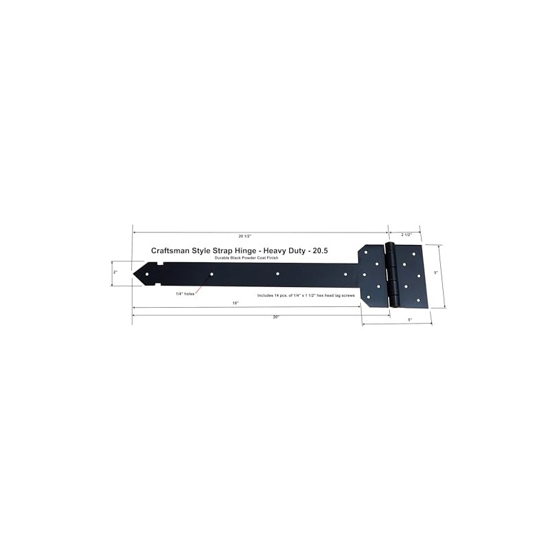 Heavy Duty Strap Hinge T-Hinge - 20 1/2" Craftsman Style