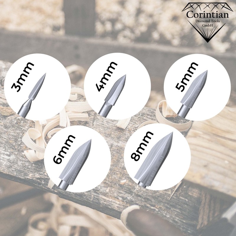 Corintian HSS Wood Carving Tool Set 3-8 mm Diameter, 5