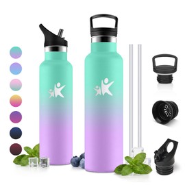 JAPORIA Borraccia con Cannuccia 750 ml, a Prova di Perdite, Borracce Termica, Borraccia Termica Acciaio Inox, senza BPA, Bottiglia Acqua per Bevande Gassate, Palestra, Campeggio