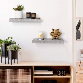 Under.Stated Floating Shelves Wall Mounted Hanging Shelf Set for Bathroom Kitchen Living Room Bedroom Storage (Rustic Grey 16")