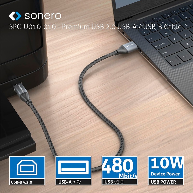 Sonero® USB 2.0 Kabel, Verbindungskabel, Druckerkabel, A-Stecker auf B-Stecker, 480