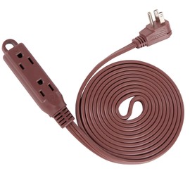 YOJOE 3-Outlets Indoor Extension Cord Outlet Extender, 3 Prong Grounded 13A Power Strip, 16 Gauge Heavy Duty 6 ft Brown Flat Plug Extension Cord, 16/3 SPT-3 UL Listed
