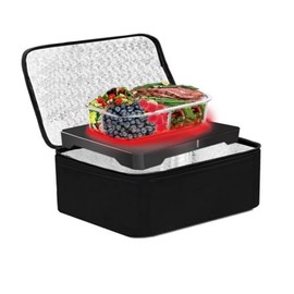 Buithafu Portable Oven Electric Lunch Box, 12/ 24v 2- in- 1 Car Food Warmer Heated Lunch Box for Adults Reheating and Keeping Food Warm in Car andTravel, Black