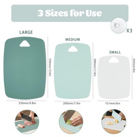 MOAMUN 3PC Cutting Board, Plastic Cutting Boards for Kitchen, Large/Medium/Small Cutting Boards for Kitchen Dishwasher Safe, Easy Grip Handle, BPA Free, Dishwasher Safe (3 Size, Multi Colors)