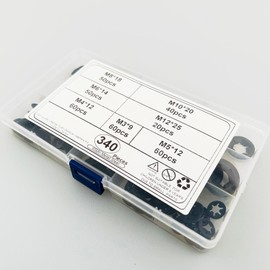 340 Pcs Internal Tooth Starlock Locking Washers,Yenghome 65Mn M3 M4 M5 M6 M8 M10 M12 Black Quick Speed Clips Fasterners Washers Assortment kit