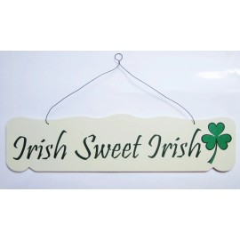 OWI Sweet Irish Sign 3-Leaf Clover Lucky Shamrock St. Patrick's Day wood wall decor
