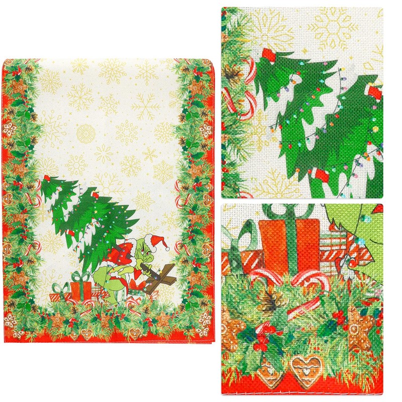 Rumyve Christmas Table Runner,Christmas Elf Party Decor Merry Christmas Table