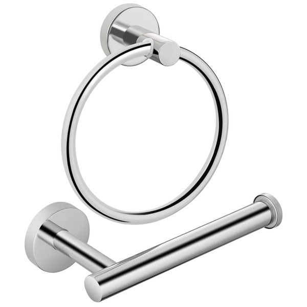 Towel Ring & Toilet Roll Holder, 2 Piece Bathroom Hardware