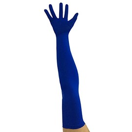 Seeksmile Classic Adult Size 22" Length Spandex Gloves Above Elbow Cosplay Costume Glove (Free Size, Blue)
