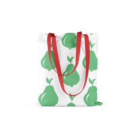 Le Jardin du Lin Bedruckte Einkaufstasche mit Roten Langen Henkeln, Wiederverwendbare, Tasche, Faltbar, ​Stofftasche, Größe: 34 x 40 Cm