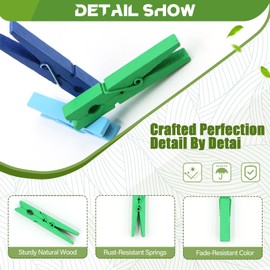 100 Pcs Colored Clothes Pins Wooden, Colored Clothespins for Crafts 1.77 Inch, Clothing Pins for Hanging, Pictures, Classroom, Laundry, Decorations, Colorful Clothespins Heavy Duty, 10 Colors