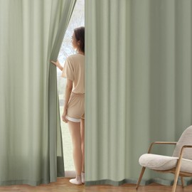 MIULEE Sage Green Privacy Sheer Curtains That Let Light in 84 Inches Long Non-See-Through Semi Sheer Curtains Light Filtering Window Curtains Drapes for Living Room Bedroom 2 Panels Set